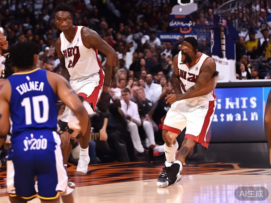 相较之下，热火虽然战绩略逊一筹，但在防守端依旧坚韧