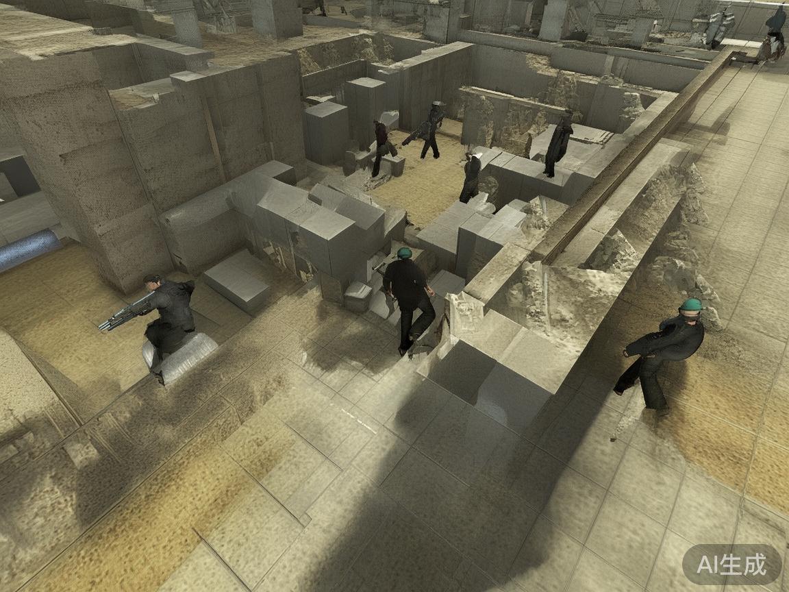 在CS的比赛场景中，地形和环境元素提供了丰富的战略